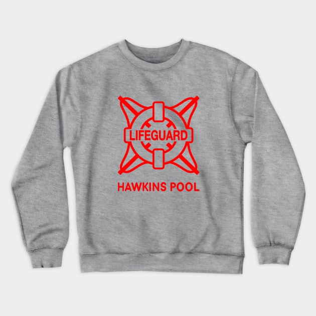 Hawkins Pool Lifeguard RED Crewneck Sweatshirt by AngryMongoAff